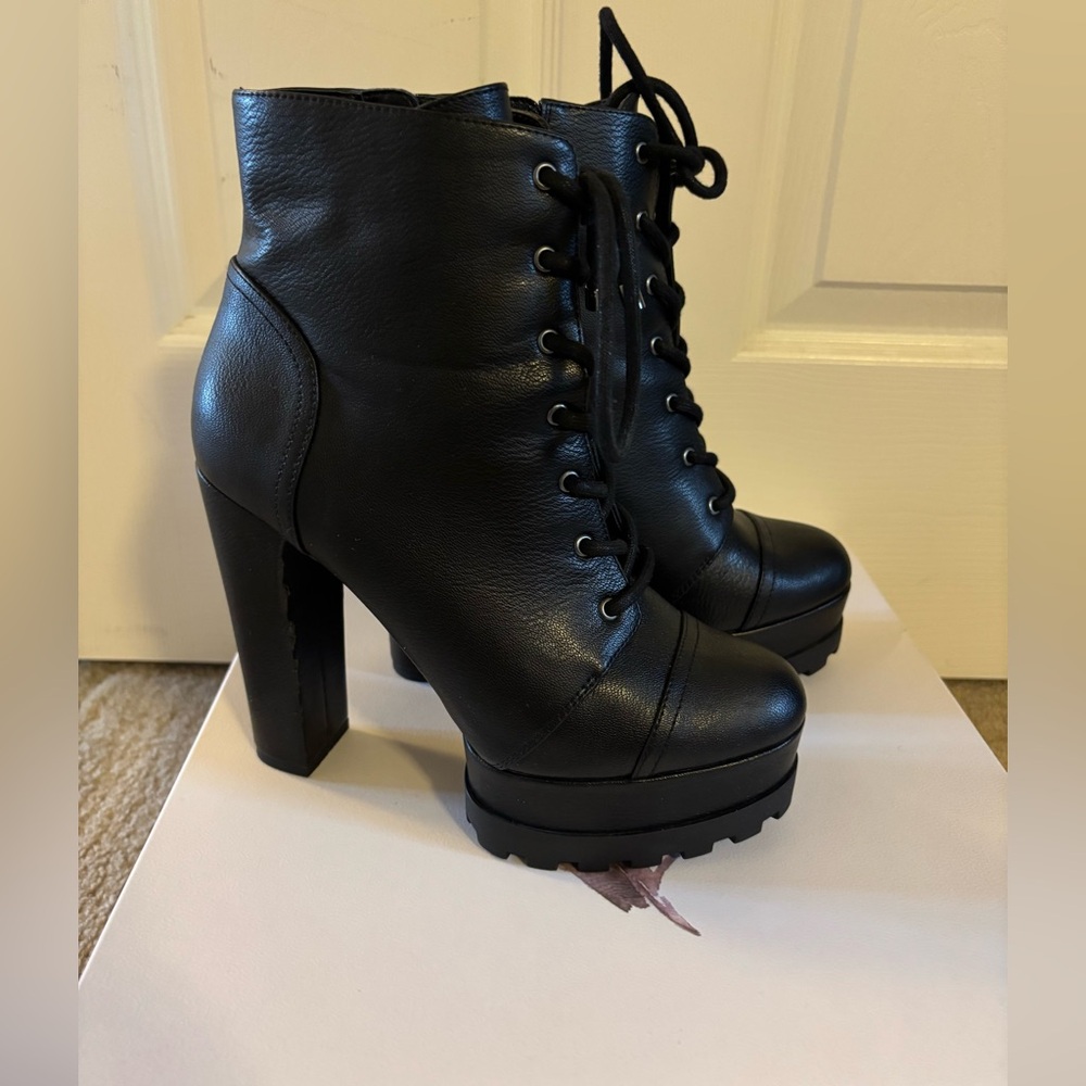 Jessica Simpson Black Imala Lace-Up Platform Ankle Booties - Picture 3 of 12